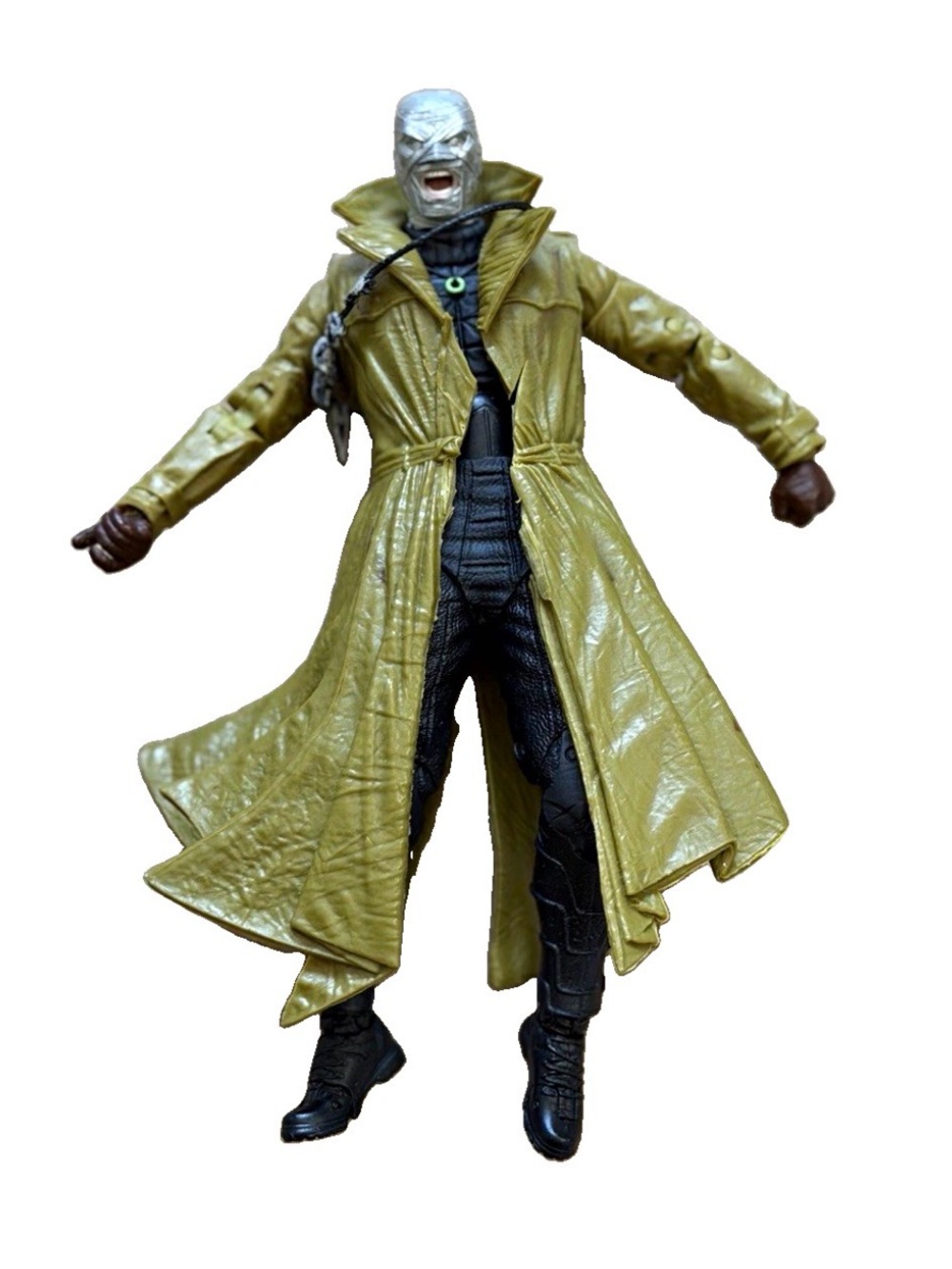 Action Figure with Olive Green Trench Coat & Black Outfit